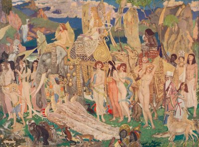 Elfenben, aper og påfugler Dronningen av Saba, c1909 av John Duncan