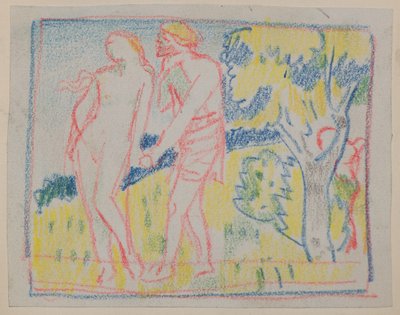 Uten tittel [Mann- og kvinneskikkelse i et landskap] (blyant) av John Duncan