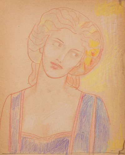 Uten tittel [Kvinnelig middelalderskikkelse] (blyant) av John Duncan