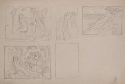 Uten tittel [Nakenfigurer i et landskap (blyant) av John Duncan