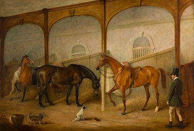 Tom of Lincoln and The Engineer in the Stables at Newport Lodge, Melton Mowbray, Leicestershire, ca. 1852 (olje på lerret) av John E. Ferneley
