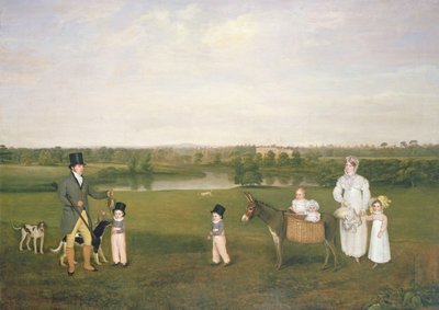 William Hetton Cooke med sin kone og barn på Worleston Rookery, Chester av John E. Ferneley