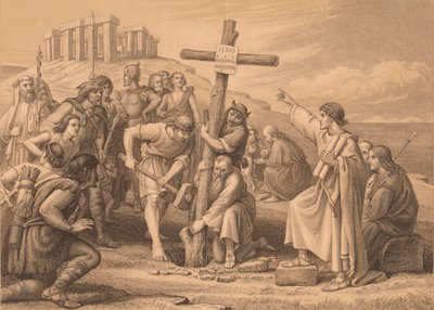 'Den første forkynnelsen av kristendommen i Storbritannia', ca 1900 av John Easton