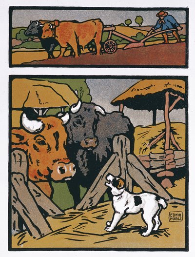 Illustrasjon for The Dog and the Cow, fra 