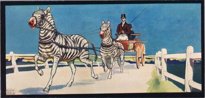 Sebraer trekker en vogn, illustrasjon fra 