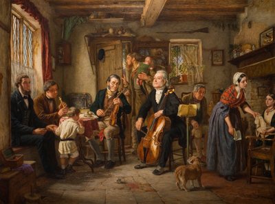 En filharmonisk prøve i et gårdshus, 1860 av John Evan Hodgson
