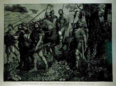 Design for Windsor Tapestry: Men of Kent Marching in Front of the Army of Harold, fra The Illustrated London News, 29. april 1882 av John Evan Hodgson