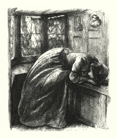 Mariana (gravering) av John Everett (after) Millais