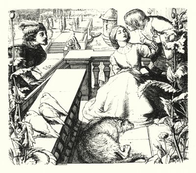 Dagdrømmen (gravering) av John Everett (after) Millais