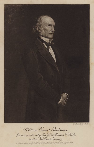 William Ewart Gladstone , britisk liberal statsmann og statsminister (fotogravyr) av John Everett (after) Millais