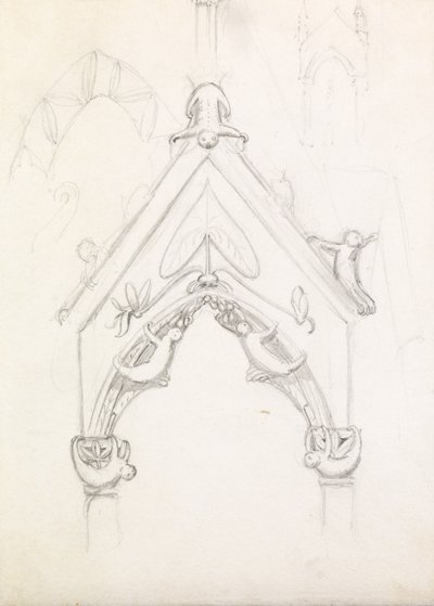 A Whimsical Gothic Archway, ca. 1853 (blyant på papir) av John Everett Millais