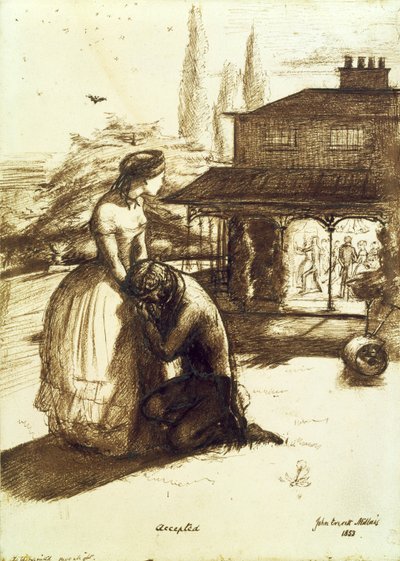 Akseptert, 1853 (penn og brunt blekk på papir) av John Everett Millais