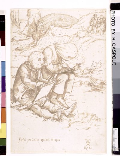 Awful Protection Against Midges, 1853 (penn og brunt blekk på papir) av John Everett Millais