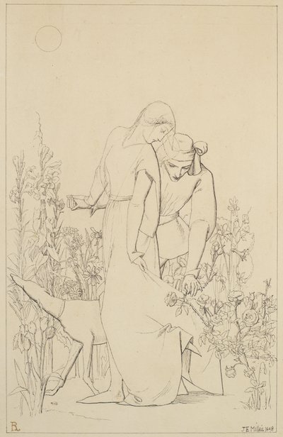 Lovers by a Rosebush, 1848 av John Everett Millais