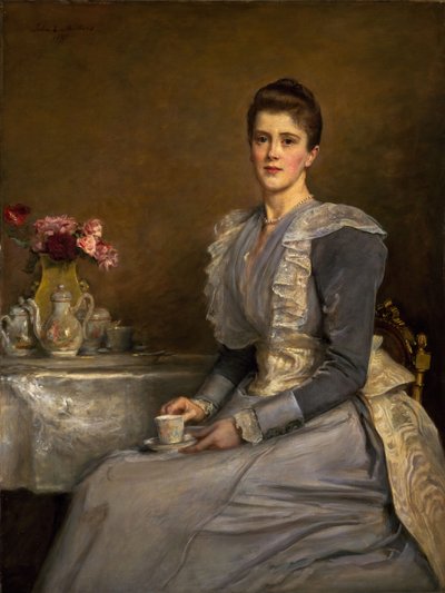 Portrett av Mary Endicott d.1957, fru Joseph Chamberlain, 1890-91. av John Everett Millais