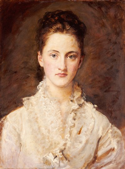 Portrett av kunstnerens datter, Mary, halv lengde, 1875-76 av John Everett Millais