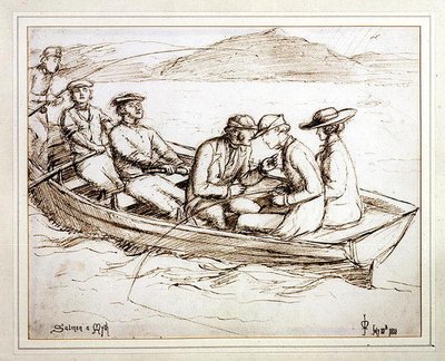 Salmon a Myth (penn og blekk på papir) av John Everett Millais