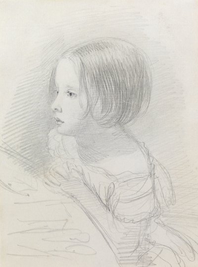 Skisse av en jente (blyant) av John Everett Millais
