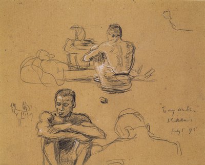 Studie for The Last Trek, 1895 (kull på brunt kunstnerbrett) av John Everett Millais