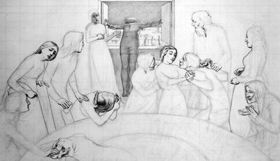 The Eve of the Deluge, ca. 1850 (blyant, penn og blekk på papir) av John Everett Millais
