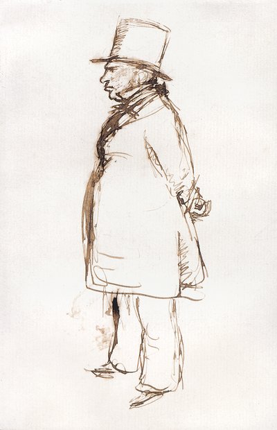 Turner på lakkeringsdagen på Royal Academy (penn og brunt blekk på hvitt papir) av John Everett Millais