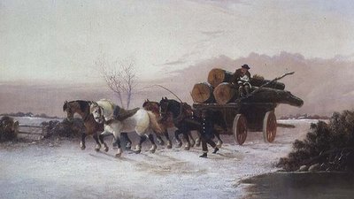 Tømmervogn i snøen av John F. Morris
