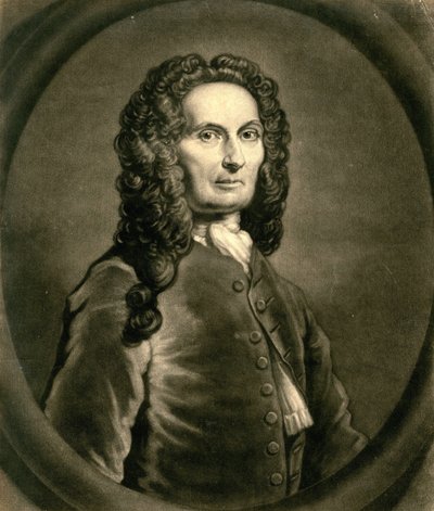 Portrett av den franske matematikeren Abraham de Moivre 1667-1754, 1736 av John Faber