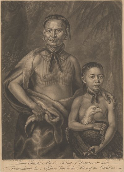 Tomo Chachi Mico, eller kongen av Yamacraw, og Tooanahowi [sic], nevøen hans av John Faber the younger