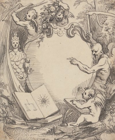 Design for en frontispice- Amor som studerer naturen av John Fayram