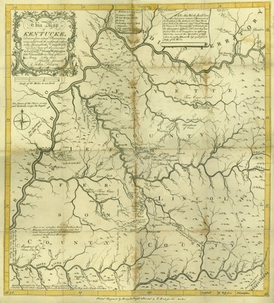 Kart over Kentucke..., gravert av Henry D. Pursell, trykt av T. Rook, Philadelphia, 1784 av John Filson