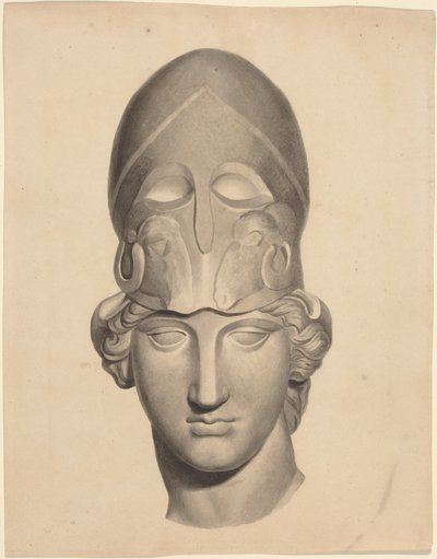 Antikk hode med hjelm (pensel og grå blekk med grå vask) av John Flaxman