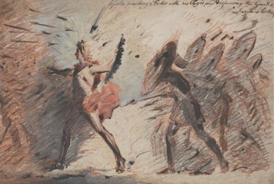 Apollo foran Hector med sine Aegis, og spre grekerne, Fuselis forelesninger av John Flaxman