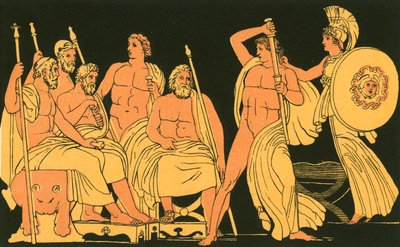Athene undertrykker Akilles raseri av John Flaxman