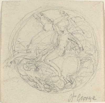 Design for en medalje som representerer Saint George and the Dragon av John Flaxman