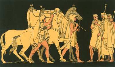 Diomed og Ulysses, kommer tilbake med byttet fra Rhesus av John Flaxman