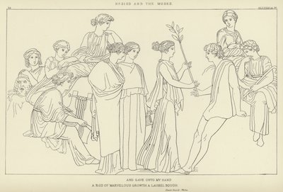 Hesiod og musene av John Flaxman