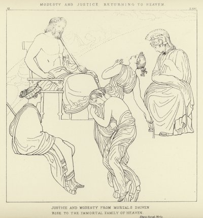 Beskjedenhet og rettferdighet vender tilbake til himmelen av John Flaxman