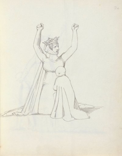 Fru Siddons som Constance, 1783 (penn, blekk og vask på papir) av John Flaxman