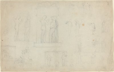 Ark med skisser [rekto og verso] av John Flaxman