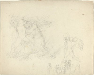 Ark med studier, inkludert en mann som kjemper mot en kentaur av John Flaxman