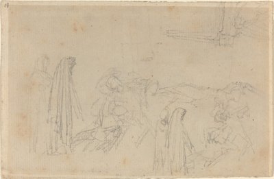Skisser med en hettefigur (Virgil og Beatrice?) av John Flaxman