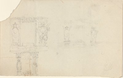 Struktur med figurer i asiatisk kjole (illustrasjon for "Kisten"?) av John Flaxman