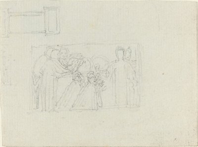 Studie for et monument til en prest [recto and verso] av John Flaxman