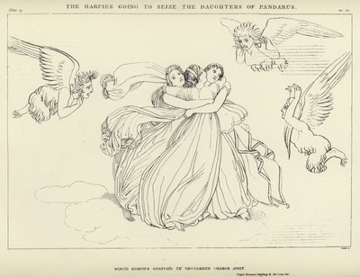 Harpiene kommer til å gripe Døtrene til Pandarus av John Flaxman