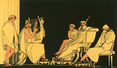 Ulysses gråter over sangen til Demodocus av John Flaxman