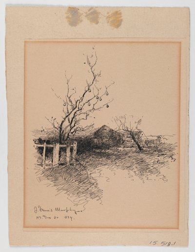Landscape, N.Y., 20. desember 1894 (penn og blekk på papir montert på papp) av John Francis Murphy