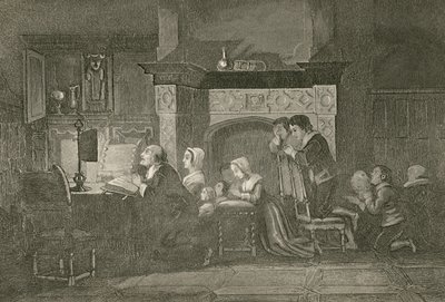 Kjøpmannen og hans familie ved bønn av John Franklin