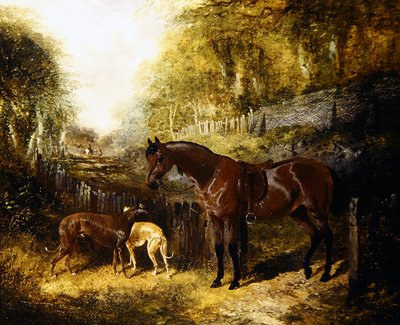 Ponni og greyhounds i et landskap (olje på lerret) av John Frederick Herring Jnr