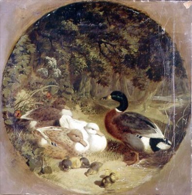 Ender og andunger i et skogkledd elvelandskap av John Frederick Herring Senior