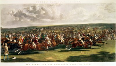 Starten på det minneverdige derbyet i 1844, gravert av Charles Hunt (1803-77) av John Frederick Herring Senior